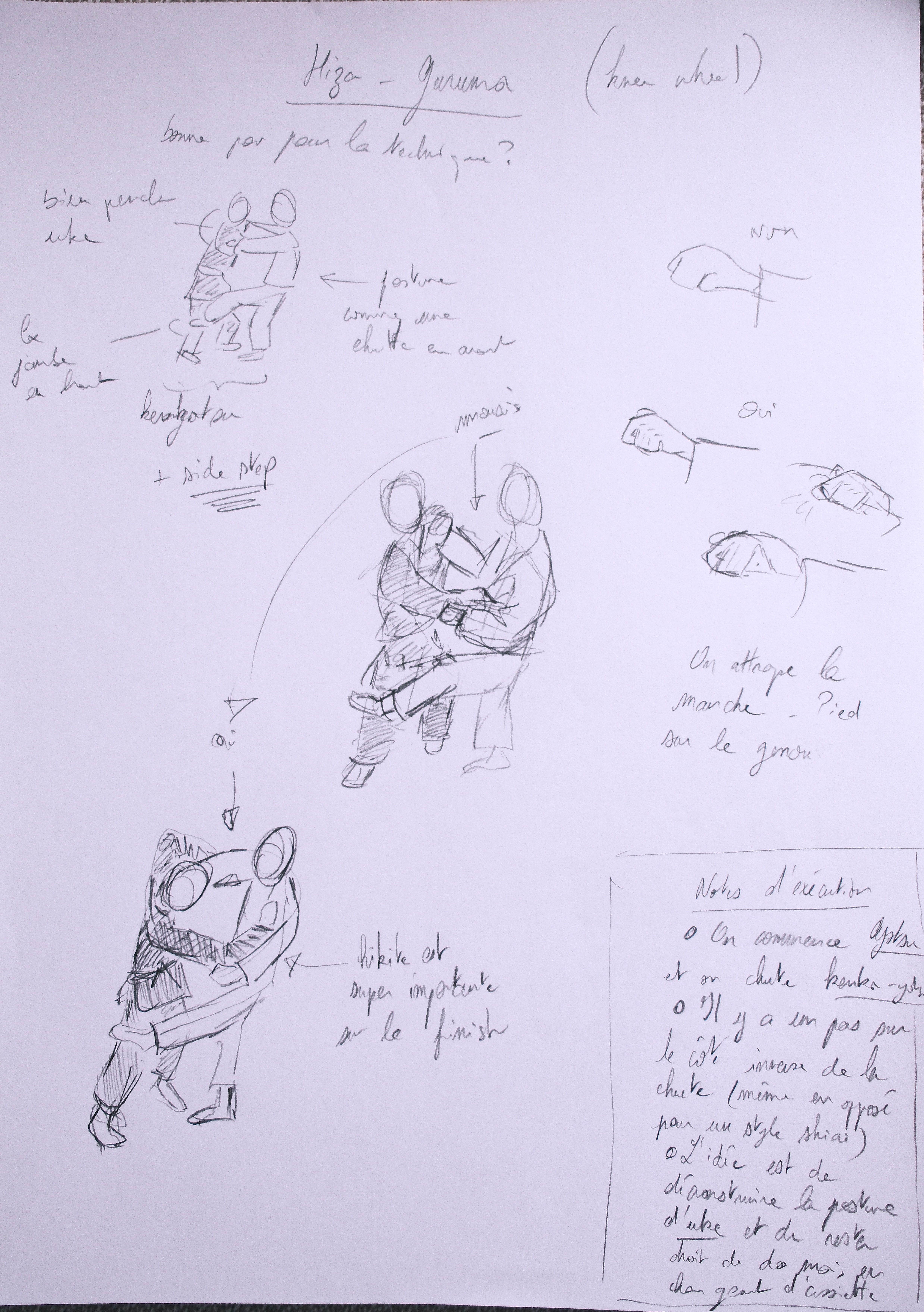 drawing on research on hiza-guruma Research on hiza-guruma