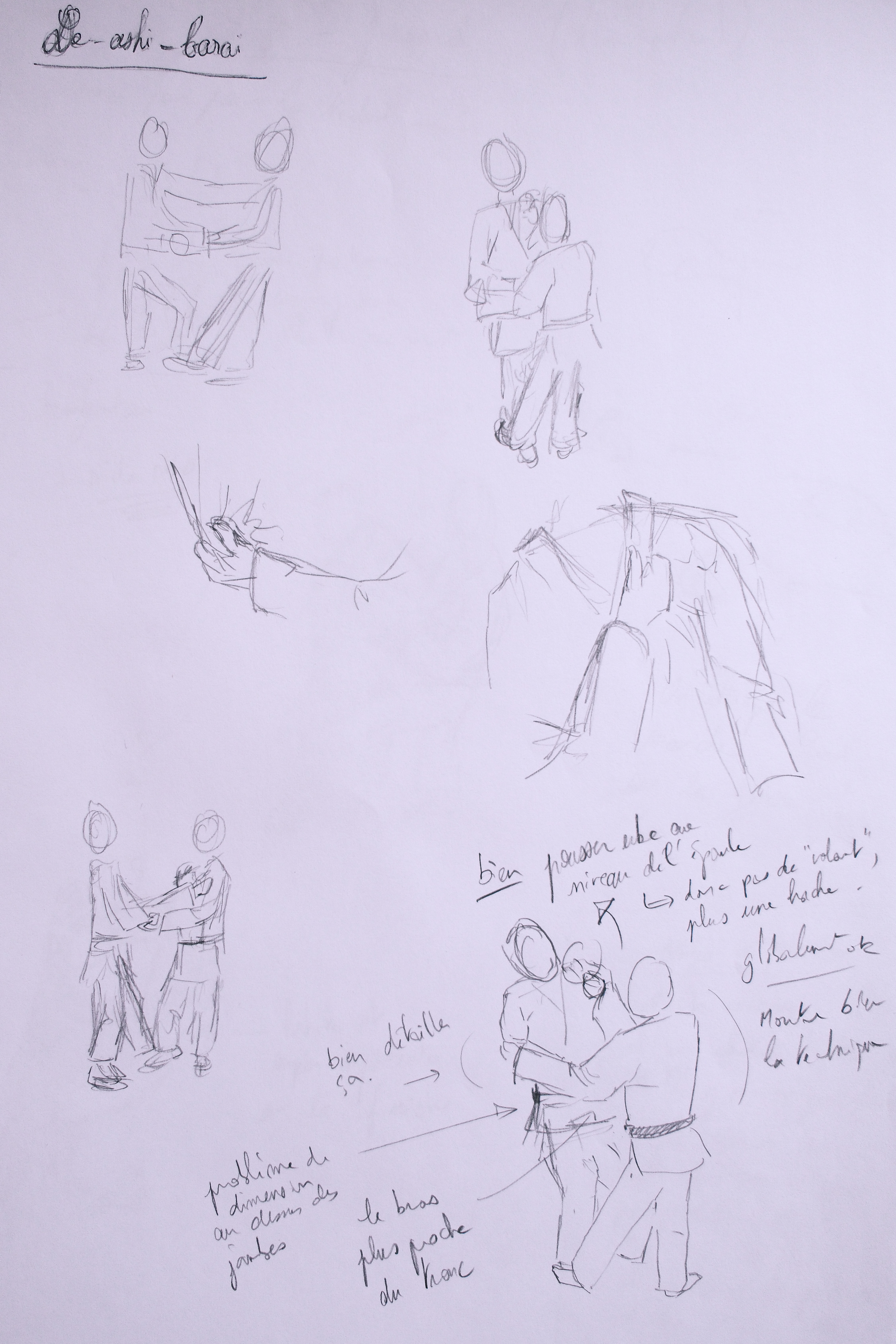 drawing on research on de-ashi-barai Research on de-ashi-barai