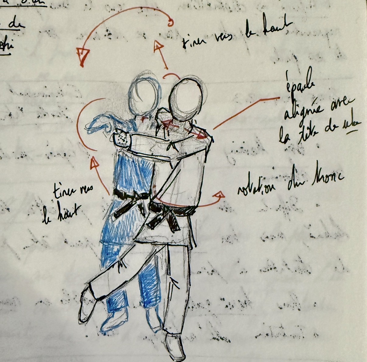 A sketch of the interesting elements of harai-goshi to push and pull or rotate Harai-goshi details sketch